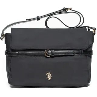 Schultertasche U.S. POLO ASSN. "HOUSTON FLAP CROSSBODY BAG. Damen", Damen, Gr. B/H/T: 11cm x 20cm x 11cm onesize, schwarz, Polyester, Polyurethan, Taschen Schultertasche, Schultertasche Damen, kleine Handtasche, Fashion, Lifestyle, Sale