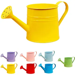 Gießkanne Klein Zimmerpflanzen 1L Kleine Gießkanne Metall Blumentopf Giesskanne Garten Balkon Watering Can Kieskanne Vintage Blumengießkanne Pflanzengießkanne Gartenwerkzeug (Gelb)