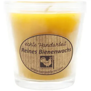 100% Bienenwachskerze im Glas 80/78 mm, KERZENFARM HAHN, Brenndauer 13h, 130 ml