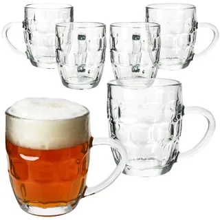 6x Dijon Bierkrug 200 ml Relief Henkel Bierhumpen 0,2 L Glas Bierseidel