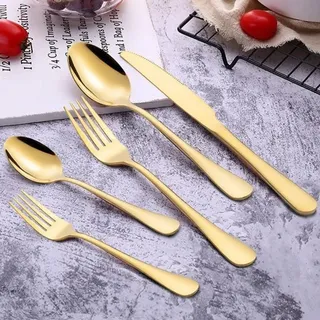 Besteck Set, 30-teilig Besteck für 6 Personen, Besteckset inkl. Messer, Gabel, Löffel, Besteck Edelstahl, Spülmaschinengeeignet, Gold - Gold