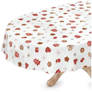 ANRO Tischdecke abwaschbar Oval 140 x 160 cm Weiß
