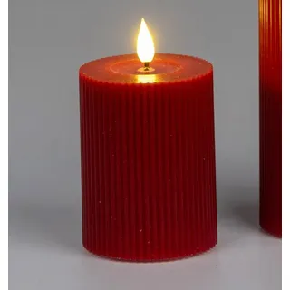 formano LED-Kerze Streifen, Höhe: 10cm, Farbe: Rot, Motiv: Rillen rot