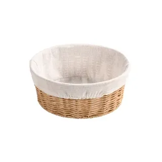 Kesper Brotkorb geflochten mit Stoff, rund 17687 , Maße: Durchmesser 25 cm, Höhe: 10,5 cm