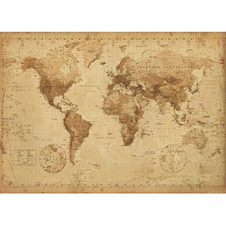 Landkarten - Antique Style - Mini Poster Landkarten Weltkarten - Grösse 50x40 cm