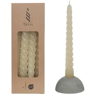 NaDeco Spiralkerzen im Set mit 4 Stück, Höhe 19cm, in vielen Farben erhältlich | Twisted Candle | Spiralkerzen | Gedrehte Tafelkerze | Candles Twist | Stabkerzen | Spitzkerzen, Farbe:Creme | Beige