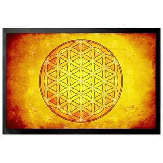 1art1 Mandalas Die Blume des Lebens, Element Feuer Fußmatte Dekomatte Innenbereich | Design Türmatte 60x40 cm
