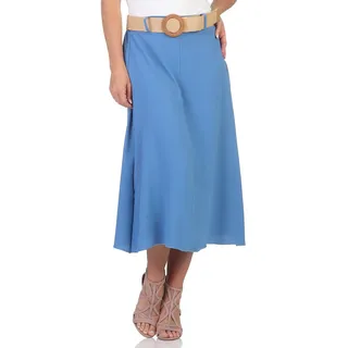 simaranda Damen Rock Langer Rock Sommerrock Strandrock Maxirock Stufenrock Lang 2602 34-38 (Hellblau) - 34-38