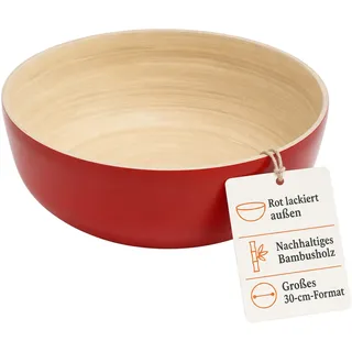 TORQUATO Bambusschüssel Babol Rot, Salatschüssel, 30 cm, nachhaltiger Bambus