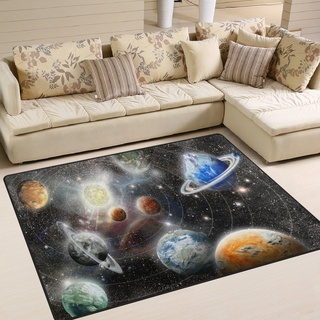 Use7 Planet Sonnensystem, Weltraum, Universum, Teppich für Wohnzimmer, Schlafzimmer, 160 cm x 122 cm
