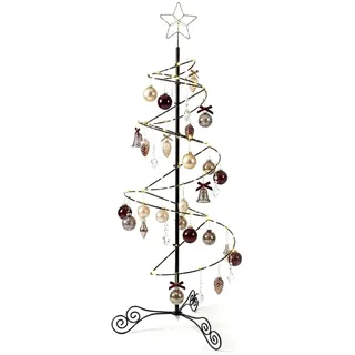 HOHIYA Metallspirale, Weihnachtsbaum-Alternative, Ornament-Ständer für kleine Räume, Schmiedeeisen, hängender Baum mit Haken für Urlaub, Halloween, saisonale Dekorationen, Geschenkidee, schwarz, 100
