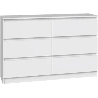 Selsey Kommode mit sechs Schubladen, Weiß, 120 cm -