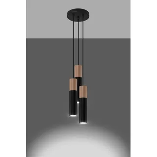MiaLux G9 Pendelleuchte – Pendelleuchte Esstisch – Hängeleuchten & Pendelleuchten – Deckenlampe Hängend – Lampe Esstisch Hängend – Esstisch Pendelleuchte – MILVA Schwarz, Naturholz