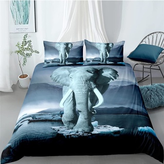 Tomifine Bettwäsche Elefant Bettbezüge Set Tierwelt Elefanten 3 Teilig Bettbezüge und 2 Kissenbezüge (155x220 cm + 80x80cm,Elefant 5)