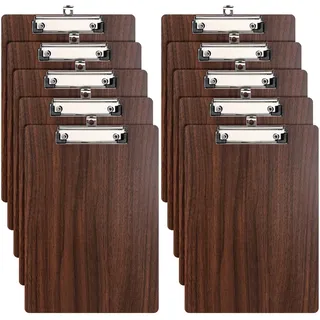 (10 Stück) Klemmbrett Holz A4,Schreibbrett Klemmbretter mit Metalklemme und Aufhängeose, Clipboard Schreibplatte für Büro,Restaurant,Schule