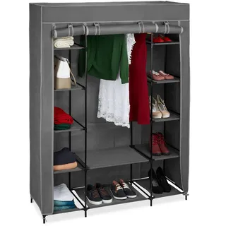 Relaxdays Stoffschrank 135 x 175 x 45 cm Anthrazit