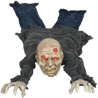 Homcom Zombie Untoter 1,40 m Halloween-Dekoration Rot Leuchtende Augen