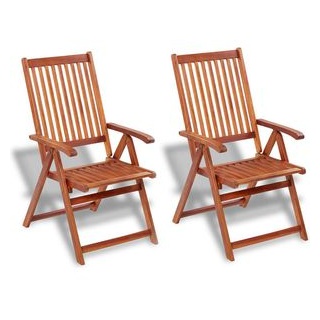 vidaXL Gartenstuhl 41820, Holz, Hochlehner, braun, klappbar, Armlehnen, 2 Stück
