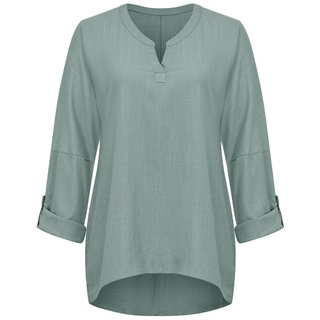 AFAZ New Trading UG Hemdbluse Damen-Leinenbluse, Sommertunika, V-Ausschnitt-Bluse in großen Größen XL