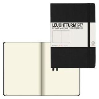 Leuchtturm1917 Notizbuch 311333 Medium, A5, blanko, 125 Blatt, schwarz, Hardcover