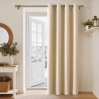 PONY DANCE Wohnzimmer Türvorhang Blickdicht Thermovorhang Kälteschutz | 1 Stück H200 x B140 cm, Biscotti Beige, Sichtschutz, UV-Schutz, Verdunkelungsvorhang, für Schlafzimmer, Gardinen mit Ösen