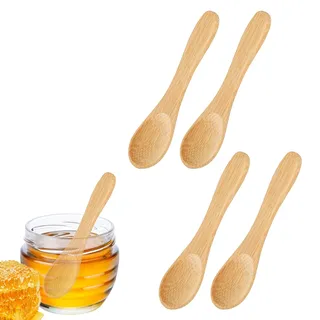 Mini-Holzlöffel, 8,9 cm, kleine Löffel für Gewürzgläser, Honig, Tee, Saucen, Salz, Zucker, Pfeffer, Kaffee, Eis, 4 Stück