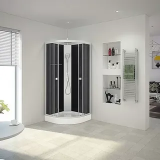 Aurlane Komplettdusche Vitamine Black 2.0 Peppermint  (85 x 85 x 225 cm, Schwarz/Silbergrau)