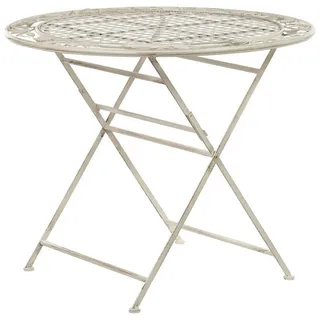 Beliani Gartentisch Ø 90 x 74 cm Cremeweiß