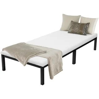Metallbett Bettgestell Schlafzimmerbett Stahl Bett Lattenrost Schwarz 90x200 cm