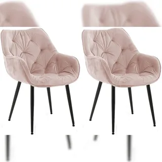 CLP Esszimmerstuhl Tanna Samt pink 2er Set