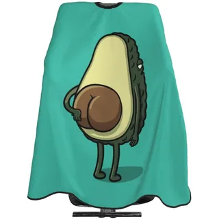 CZZYH Verstellbarer Halsausschnitt Friseurumhang, lustiger Cartoon-Avocado-Friseurmantel, 140cm x 168cm - 140cm x 168cm