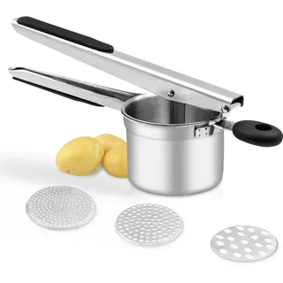 BSDLZCH Kartoffelstampfer Edelstahl mit 3 Wechselplatten
