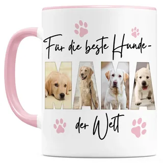 Hundemama Tasse personalisiert mit Foto als Geschenk für Hundebesitzer | Personalisiert, hochwertige Keramik, spülmaschinen- & mikrowellengeeignet, Hundemotiv, Fototasse