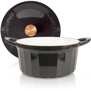 RÖMERTOPF Bratentopf Gusseisen Topf 24cm Schwarz, Gusseisen (Set, 2-tlg., Set mit Deckel), Backofengeeignet Induktionsgeeignet Zum Braten, Schmoren, Kochen schwarz 3.5 l