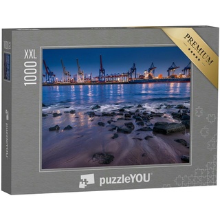 puzzleYOU Puzzle Hamburger Hafen bei Nacht, 1000 Puzzleteile, puzzleYOU-Kollektionen