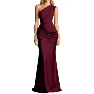 Generisch Abendkleid Damen Lang Hochzeit, Trägerloses Abendkleider Shoulder Abschlusskleid Cocktail Wedding Guest Dress Bequeme Satin Kleid Einfarbig Kleider Elegante Satinkleid Brautjungfernkleider