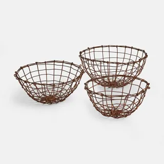 Loberon Korb 3er Set Brannora, antikbraun | Herbst, Halloween, Eisen mit Antik-Finish, Handarbeit