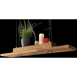 FRIESENLICHT DANA Esstischlampe Pendelleuchte Akazie Holz Hängelampe Hängeleuchte Led Vintage Set Leuchte Lampe Eiche geölt Massiv Dimmbar (100 cm/ 3 Spots) ...