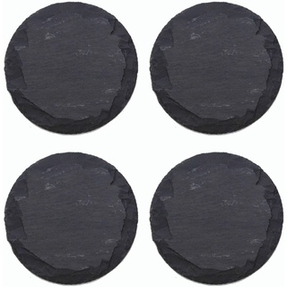 Novaliv 4x Schieferplatten I rund I 25x0,5 cm I Sushi Servier Set Servierplatte schwarz Steinplatte rund Slate Plate Käsebrett Runde Platte