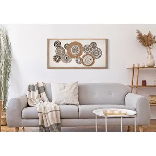 MF Wanddekoobjekt Wandobjekt Marcy Boho Mandala Natur Bast Design 70x35cm (1 St)