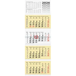 Brunnen 4-Monatskalender '26 | chamois, 320×940 mm