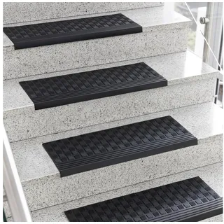 Stufenmatte Diamond, Treppenschutz, Außentreppenschutz, Floordirekt, rechteckig, aus Gummi schwarz 25 cm x 65 cm