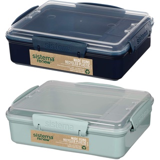 Sistema 584823 System Renew Lunchbox mit 3 Fächern, Polypropylen, 0,97 l, Kunststoff