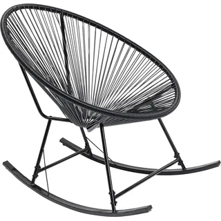 Kare Design Schaukelstuhl Acapulco Mono Schwarz, Indoor Outdoor Stuhl Retro | Schaukelsessel, Relaxsessel, Gartenstuhl für Balkon, Garten, Terrasse, Schwarzes Stahlgestell, 85x73x95 cm (HxBxT)