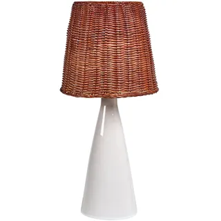 Keramik-Tischlampe mit Rattan-Lampenschirm Nachttischlampe für den Wohnbereich w