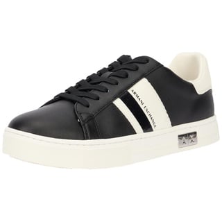 Armani Exchange Damen Cup Sole Mina, Back tab with and Metal Logo Detail on Side Sneaker, Black+ Off White, 38.5 EU