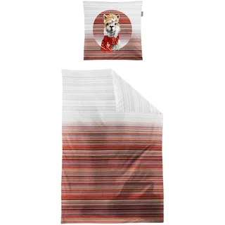 IRISETTE Zobel 8556 Gestreift Baumwolle Rot 135 x 200 cm + 80 x 80 cm