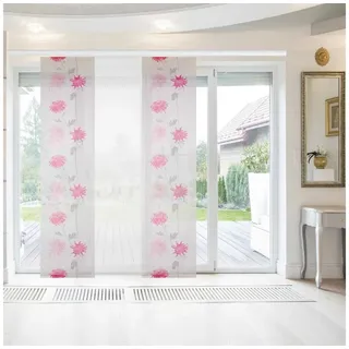 Bestlivings Vorhang (3 St), Paneelwagen, transparent, Transparente Schiebegardine mit Klettband und Befestigungszubehör rosa