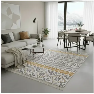 jimri Kelimteppich 120 x 170 cm Grau/Gold