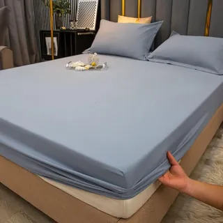 AMDXD Betthusse 200x220cm Allergiker, Spannbettlaken Winter Einfarbig Hellgrau Schlafkomfort, Bambus Laken für Bett für Boxspringbett & Wasserbett